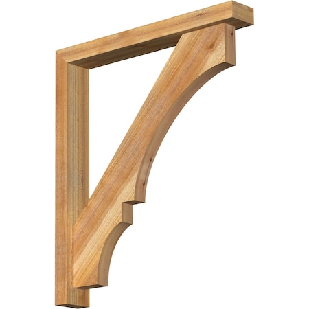 Ekena Millwork Balboa Block Rough Sawn Bracket w/ Offset Brace, Western Red Cedar, 4"W x 28"D x 32"H BKT0402X28X32BOA05RWR